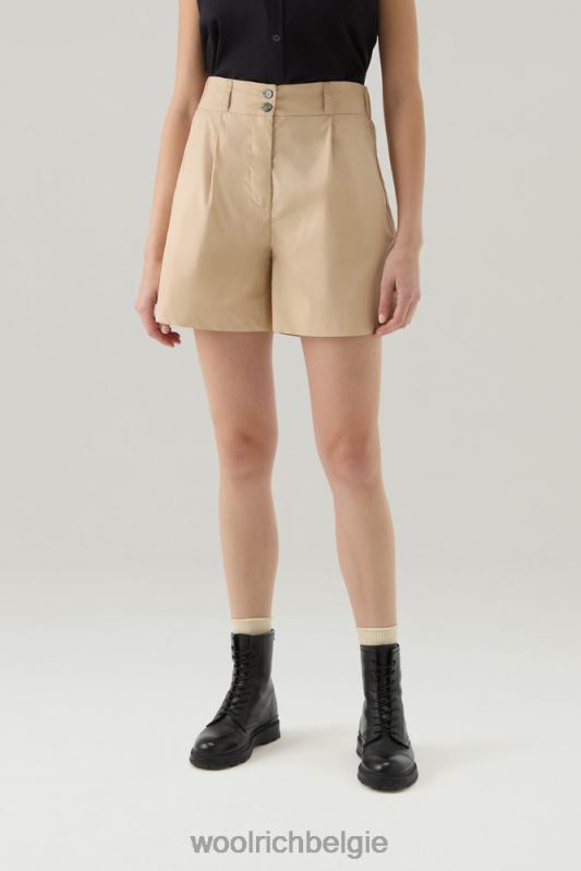 korte broek van puur katoenpopeline 2 Woolrich vrouwen 8TTN075 veer beige kleding