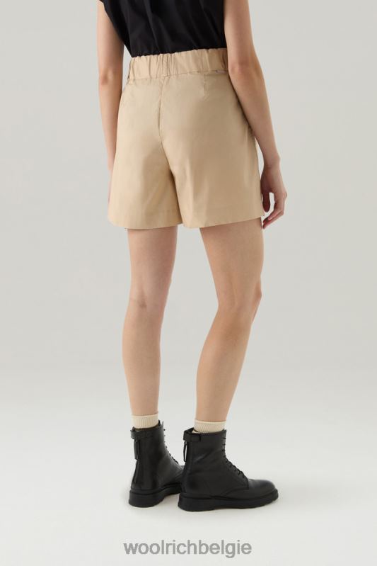 korte broek van puur katoenpopeline 2 Woolrich vrouwen 8TTN075 veer beige kleding