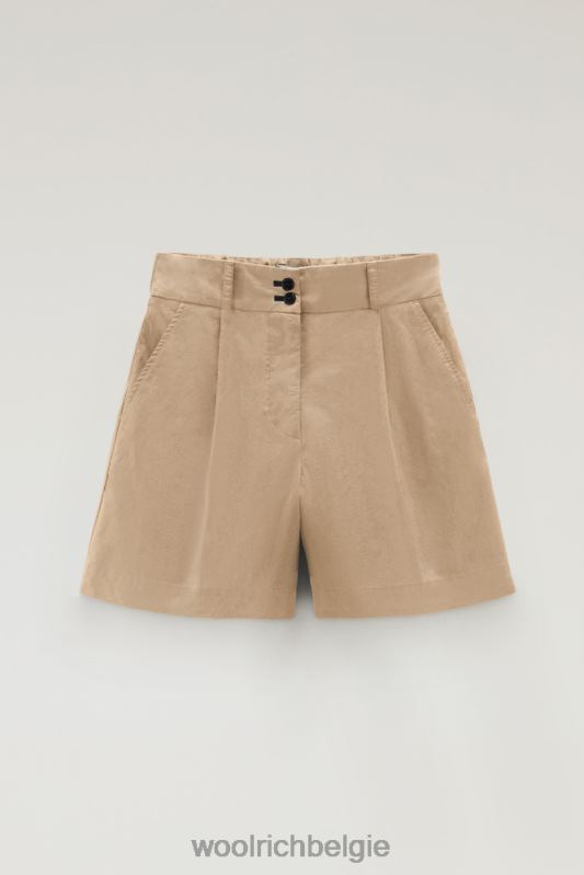 korte broek van puur katoenpopeline 2 Woolrich vrouwen 8TTN075 veer beige kleding
