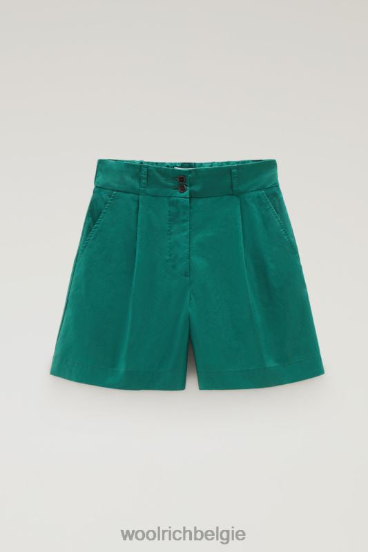 korte broek van zuiver katoenpopeline 3 Woolrich vrouwen 8TTN084 groenblijvend kleding