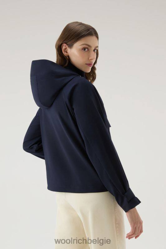 korte parka van vitale barberis canonico zuivere scheerwol met capuchon Woolrich vrouwen 8TTN0179 Melton blauw kleding