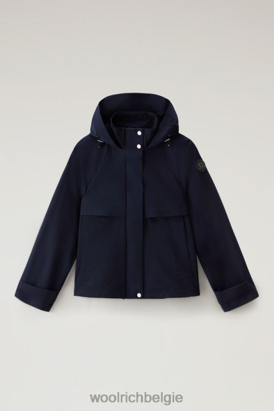korte parka van vitale barberis canonico zuivere scheerwol met capuchon Woolrich vrouwen 8TTN0179 Melton blauw kleding