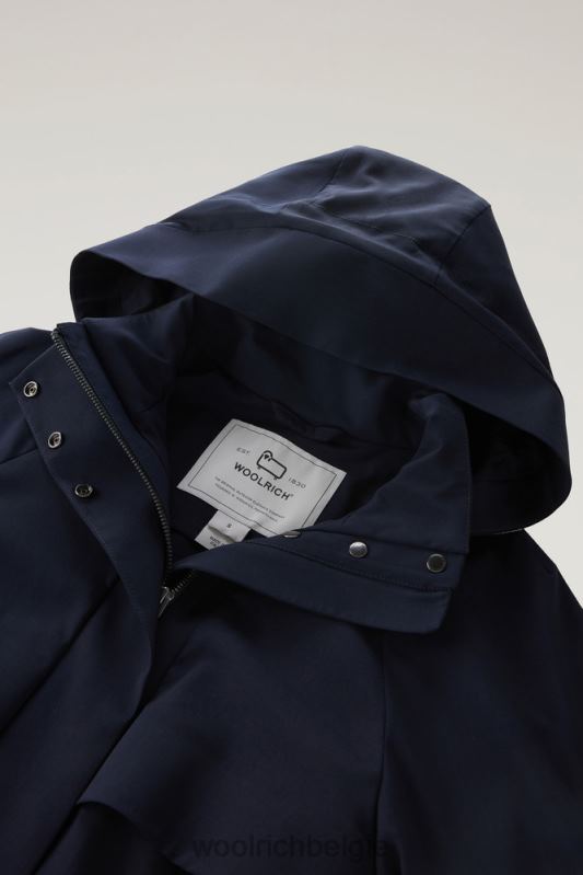 korte parka van vitale barberis canonico zuivere scheerwol met capuchon Woolrich vrouwen 8TTN0179 Melton blauw kleding