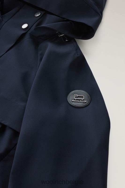 korte parka van vitale barberis canonico zuivere scheerwol met capuchon Woolrich vrouwen 8TTN0179 Melton blauw kleding
