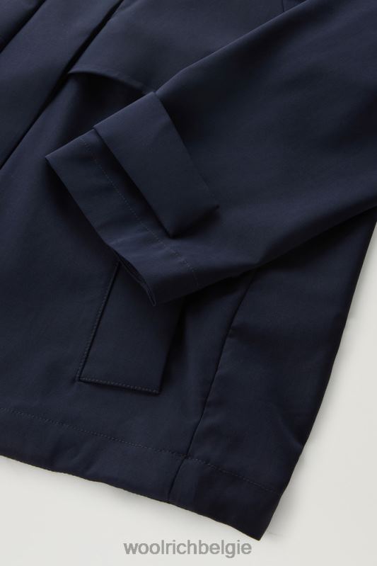 korte parka van vitale barberis canonico zuivere scheerwol met capuchon Woolrich vrouwen 8TTN0179 Melton blauw kleding