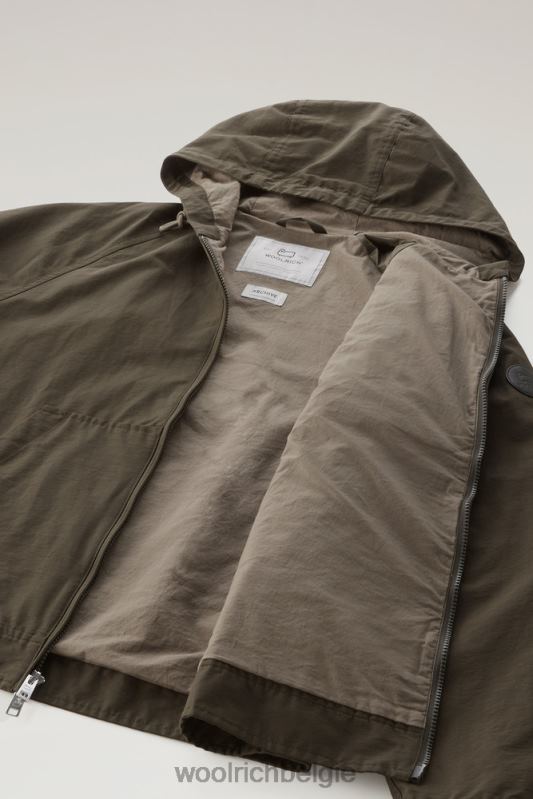 kreeftenjack van lichte eco ramar met capuchon Woolrich Heren 8TTN0482 donkergroen kleding