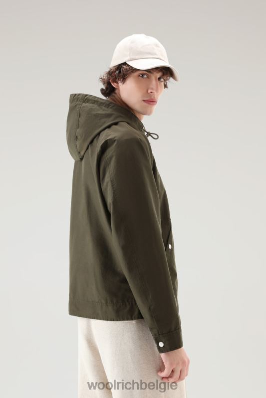 kreeftenjack van lichte eco ramar met capuchon Woolrich Heren 8TTN0482 donkergroen kleding