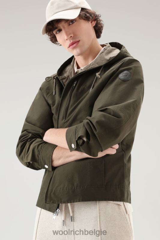 kreeftenjack van lichte eco ramar met capuchon Woolrich Heren 8TTN0482 donkergroen kleding