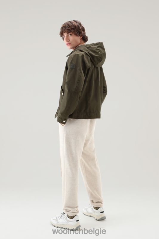 kreeftenjack van lichte eco ramar met capuchon Woolrich Heren 8TTN0482 donkergroen kleding