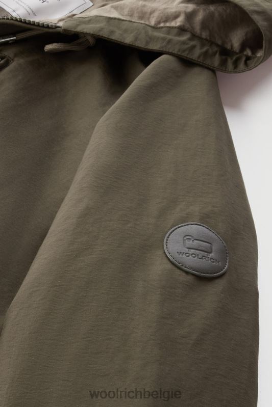 kreeftenjack van lichte eco ramar met capuchon Woolrich Heren 8TTN0482 donkergroen kleding