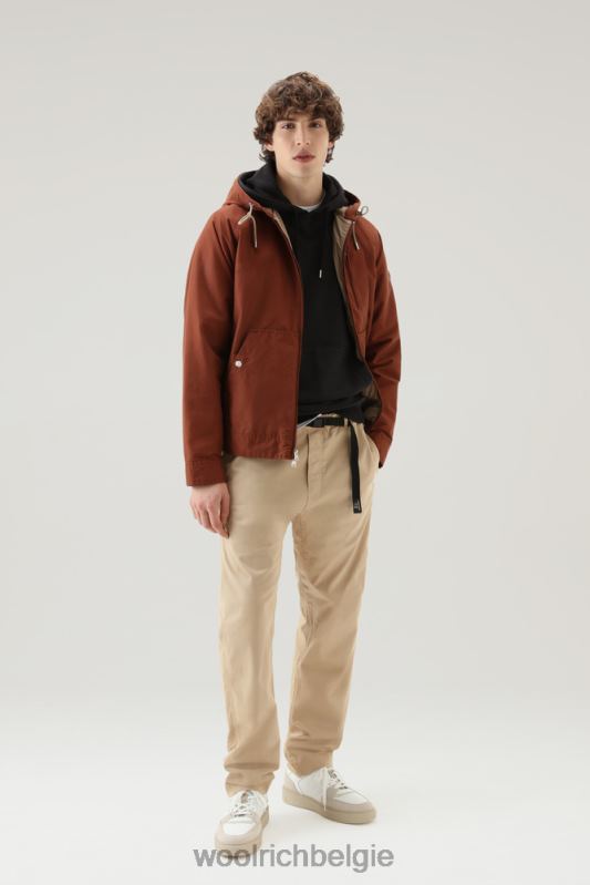 kreeftenjack van lichte eco ramar met capuchon Woolrich Heren 8TTN0505 warme bruine heide kleding
