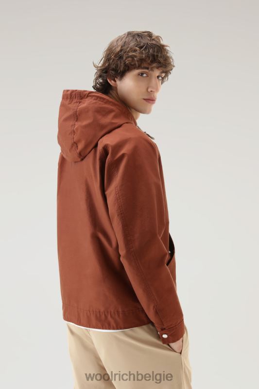 kreeftenjack van lichte eco ramar met capuchon Woolrich Heren 8TTN0505 warme bruine heide kleding