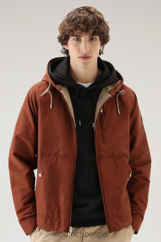 kreeftenjack van lichte eco ramar met capuchon Woolrich Heren 8TTN0505 warme bruine heide kleding
