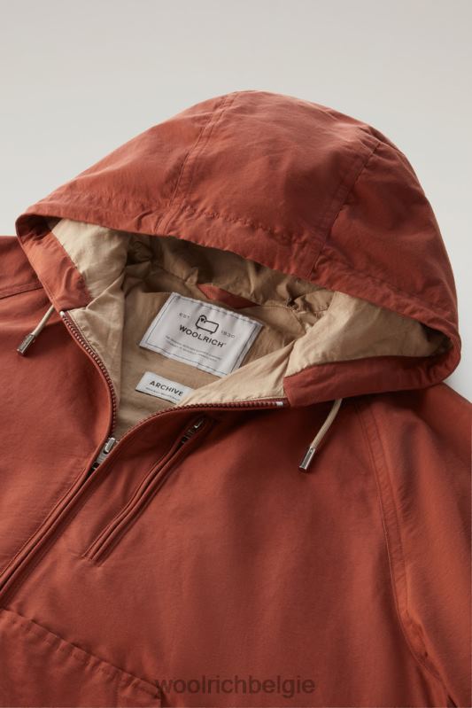 kreeftenjack van lichte eco ramar met capuchon Woolrich Heren 8TTN0505 warme bruine heide kleding