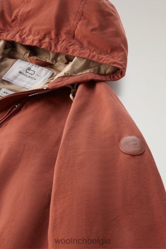 kreeftenjack van lichte eco ramar met capuchon Woolrich Heren 8TTN0505 warme bruine heide kleding