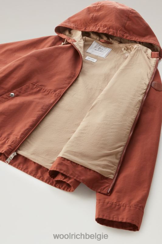 kreeftenjack van lichte eco ramar met capuchon Woolrich Heren 8TTN0505 warme bruine heide kleding