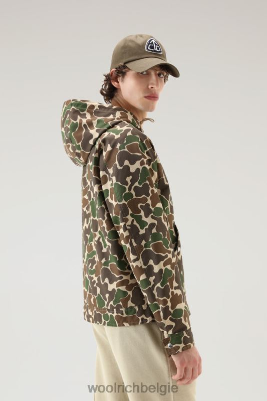 kreeftenjasje met camouflageprint in bedrukte ramar Woolrich Heren 8TTN0456 groene camouflage kleding
