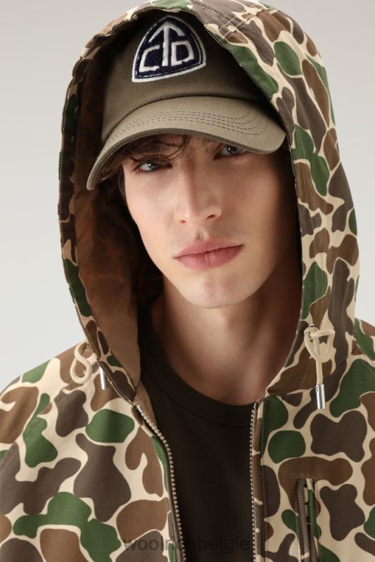 kreeftenjasje met camouflageprint in bedrukte ramar Woolrich Heren 8TTN0456 groene camouflage kleding