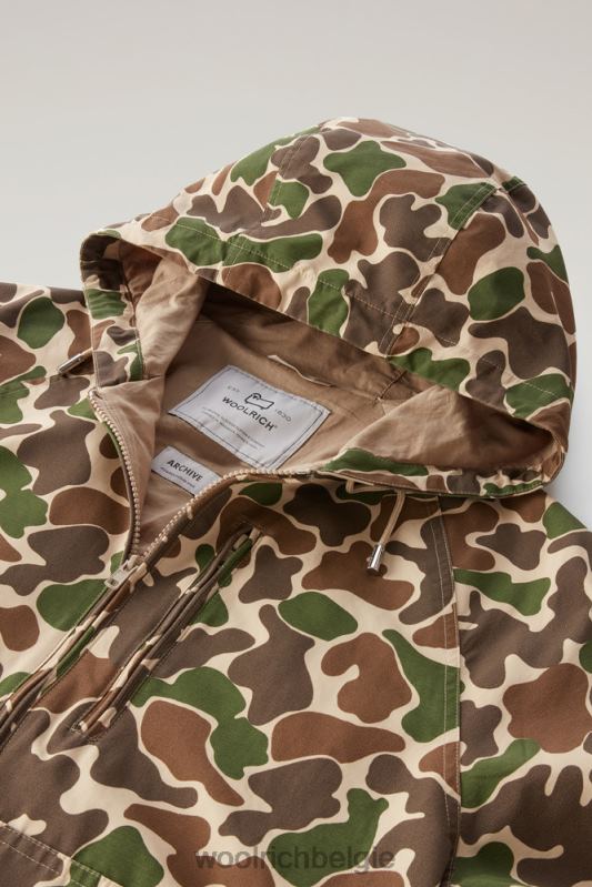kreeftenjasje met camouflageprint in bedrukte ramar Woolrich Heren 8TTN0456 groene camouflage kleding