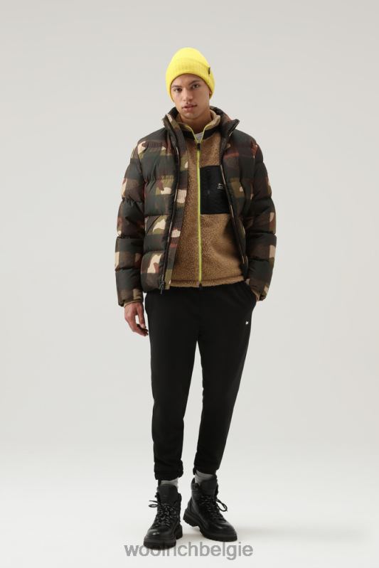 krullend fleecejack met volledige ritssluiting Woolrich Heren 8TTN0696 goud kaki kleding