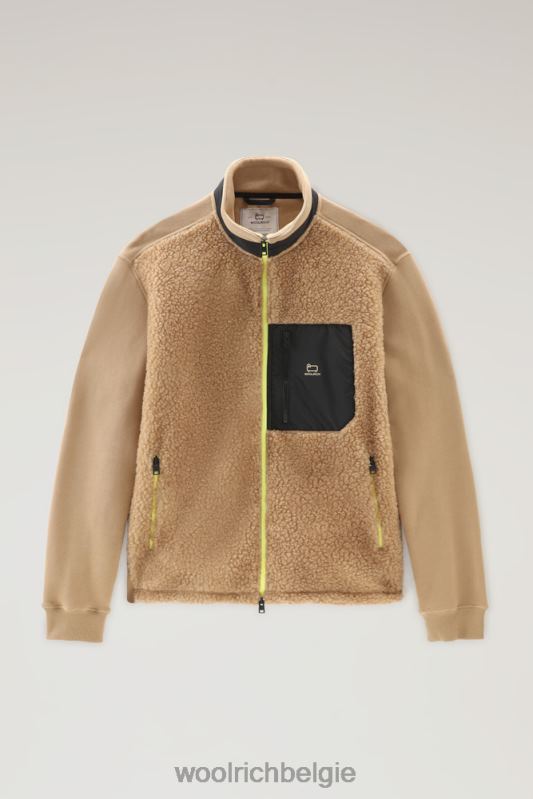 krullend fleecejack met volledige ritssluiting Woolrich Heren 8TTN0696 goud kaki kleding