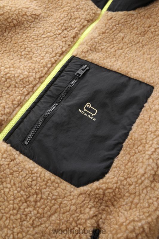 krullend fleecejack met volledige ritssluiting Woolrich Heren 8TTN0696 goud kaki kleding