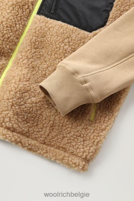 krullend fleecejack met volledige ritssluiting Woolrich Heren 8TTN0696 goud kaki kleding
