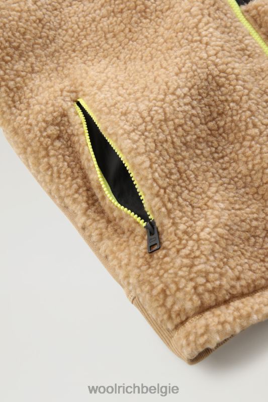 krullend fleecejack met volledige ritssluiting Woolrich Heren 8TTN0696 goud kaki kleding