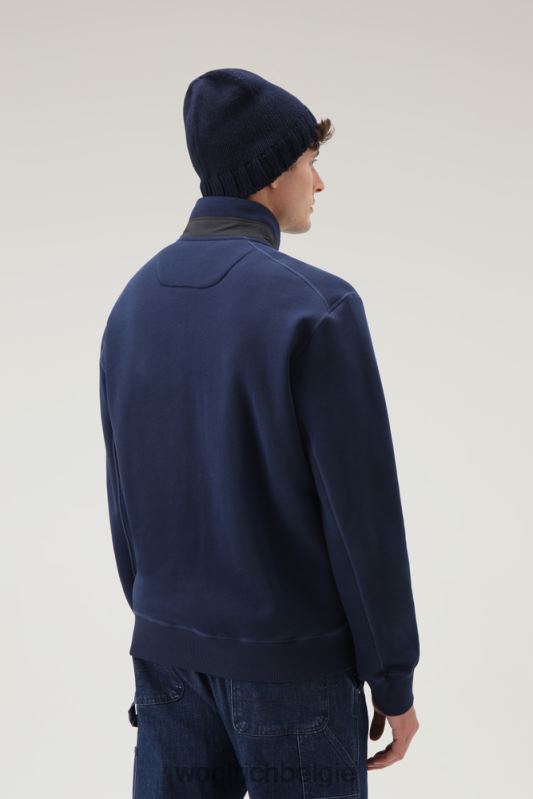 krullend fleecejack met volledige ritssluiting Woolrich Heren 8TTN0755 Melton blauw kleding