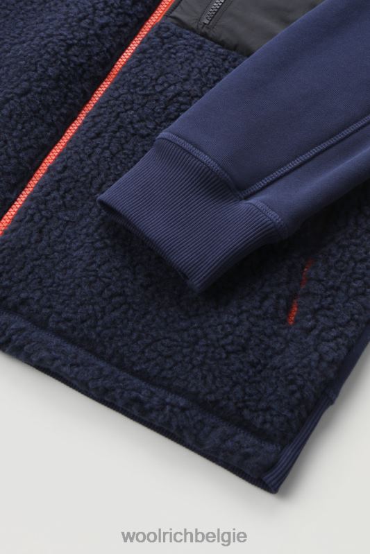 krullend fleecejack met volledige ritssluiting Woolrich Heren 8TTN0755 Melton blauw kleding
