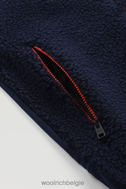 krullend fleecejack met volledige ritssluiting Woolrich Heren 8TTN0755 Melton blauw kleding