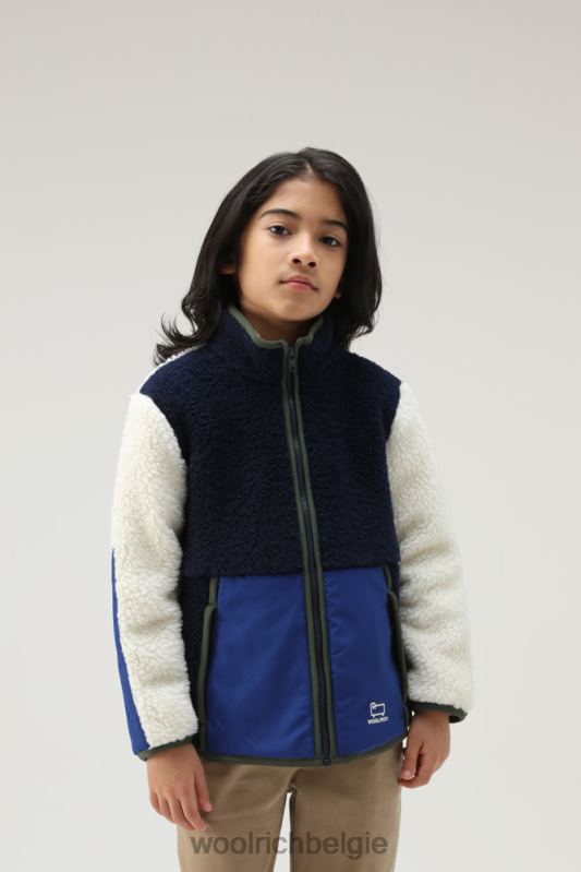 krullend trainingsjack Woolrich meisjes 8TTN0921 Melton blauw kleding