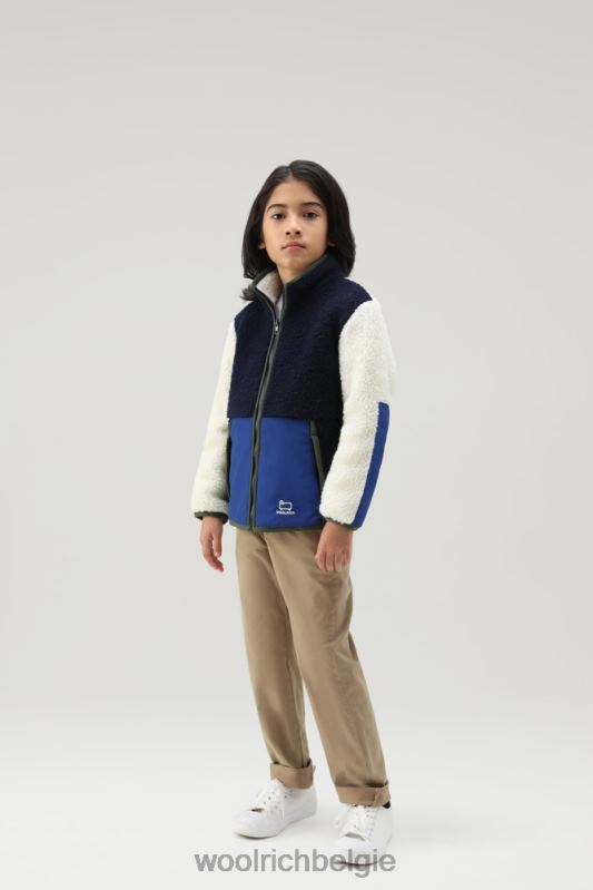 krullend trainingsjack Woolrich meisjes 8TTN0921 Melton blauw kleding