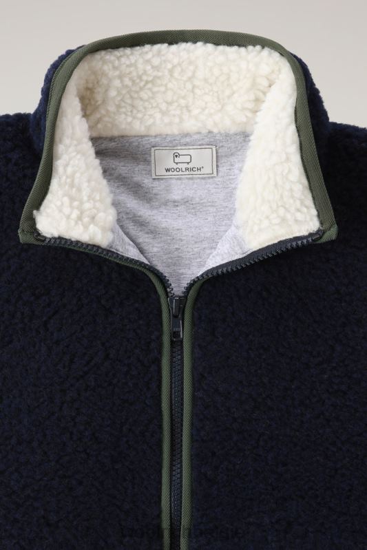 krullend trainingsjack Woolrich meisjes 8TTN0921 Melton blauw kleding
