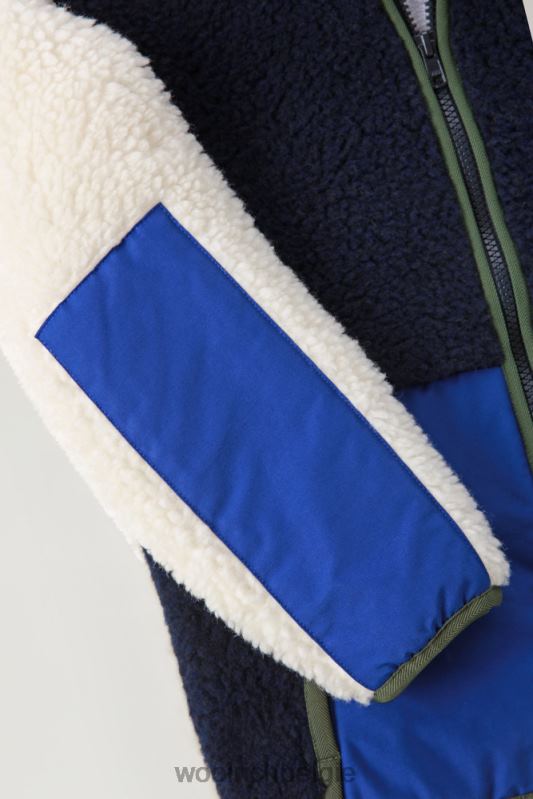 krullend trainingsjack Woolrich meisjes 8TTN0921 Melton blauw kleding