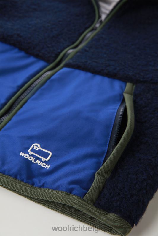 krullend trainingsjack Woolrich meisjes 8TTN0921 Melton blauw kleding