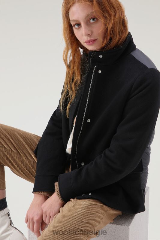 kuna-jasje van een mix van wol en kasjmier Woolrich vrouwen 8TTN0243 zwart kleding