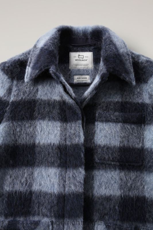 lang overshirt van geborstelde wol met franjes Woolrich vrouwen 8TTN0241 blauwe buffel kleding