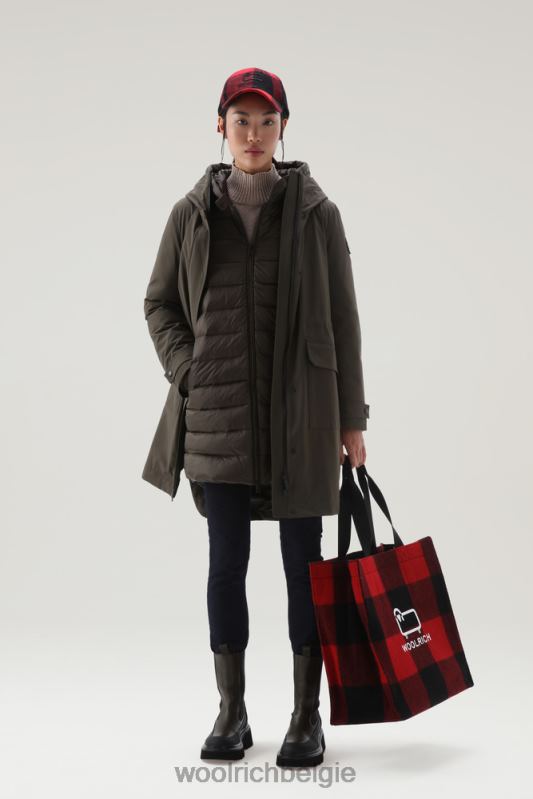 lange militaire 3-in-1 parka Woolrich vrouwen 8TTN0297 donkergroen kleding