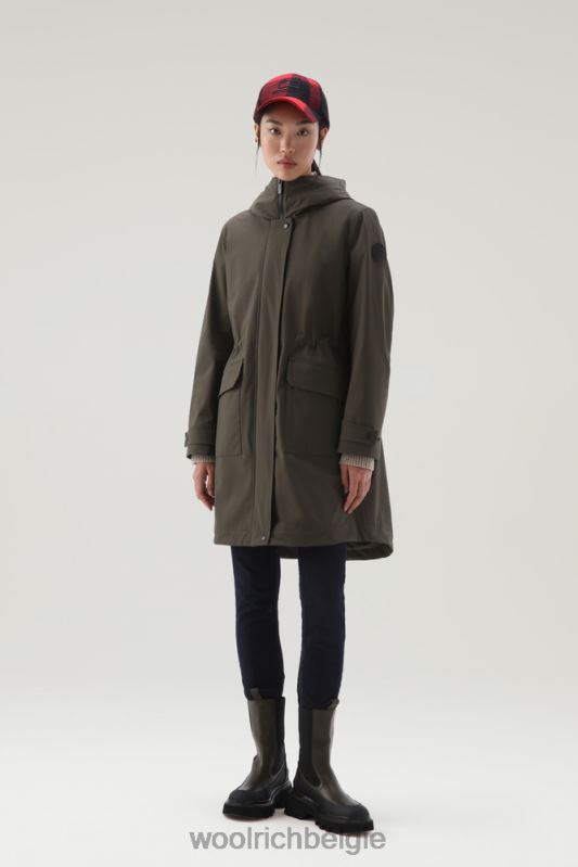 lange militaire 3-in-1 parka Woolrich vrouwen 8TTN0297 donkergroen kleding