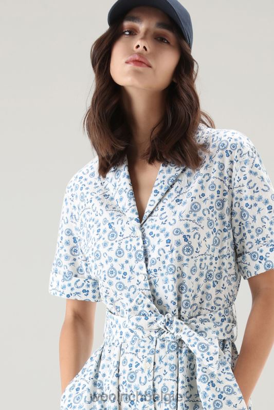 lange overhemdjurk van puur katoen Woolrich vrouwen 8TTN0198 melkachtige crème kleding