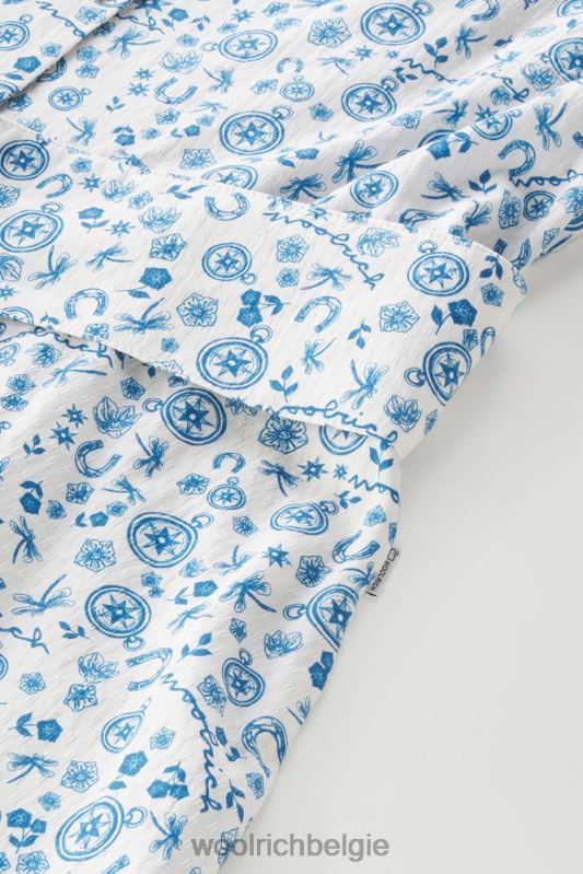 lange overhemdjurk van puur katoen Woolrich vrouwen 8TTN0198 melkachtige crème kleding