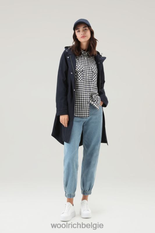 lange zomerparka met urban touch Woolrich vrouwen 8TTN08 Melton blauw kleding