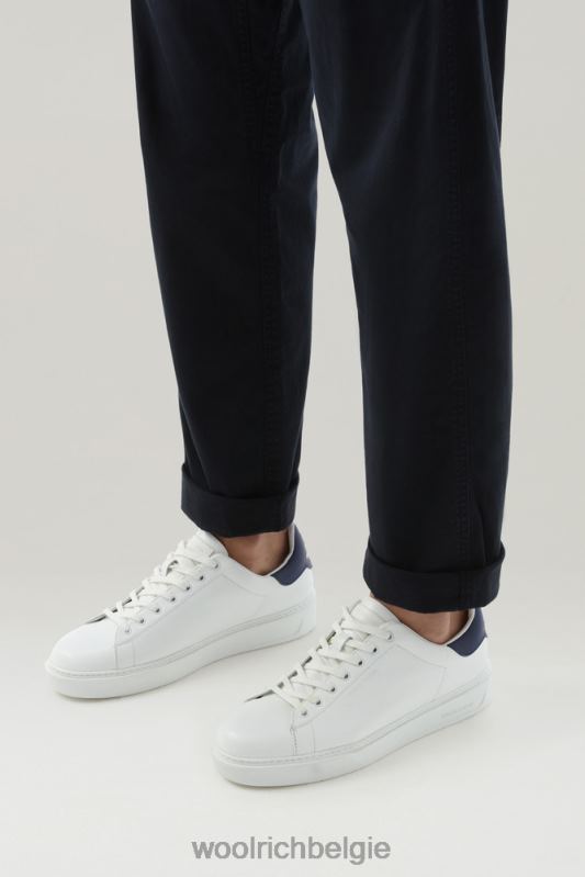 leren klassieke pumps met contrasterende details Woolrich Heren 8TTN0378 wit Blauw schoenen
