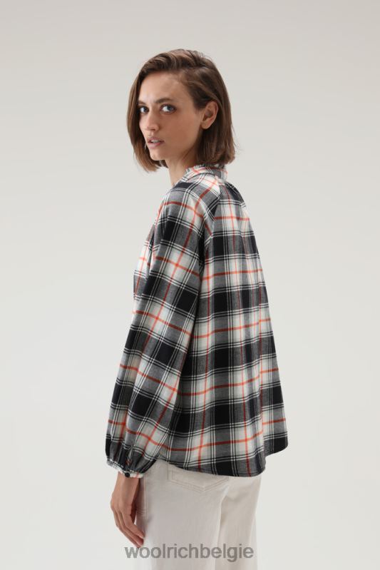 lichte flanellen geruite blouse Woolrich vrouwen 8TTN0229 vlam zwarte ruit kleding
