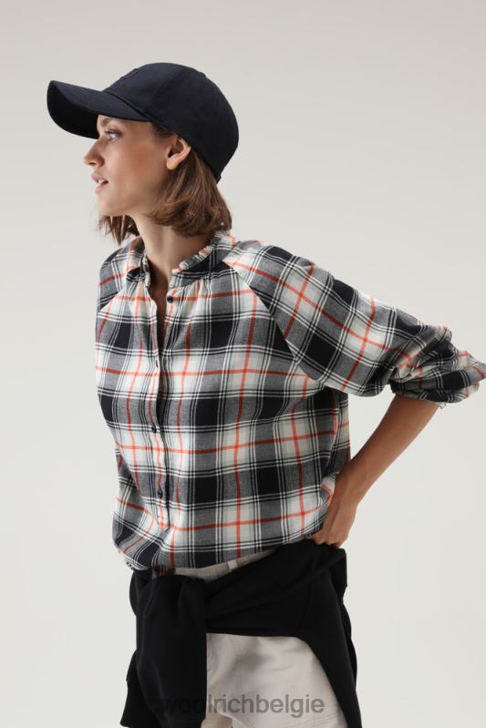 lichte flanellen geruite blouse Woolrich vrouwen 8TTN0229 vlam zwarte ruit kleding