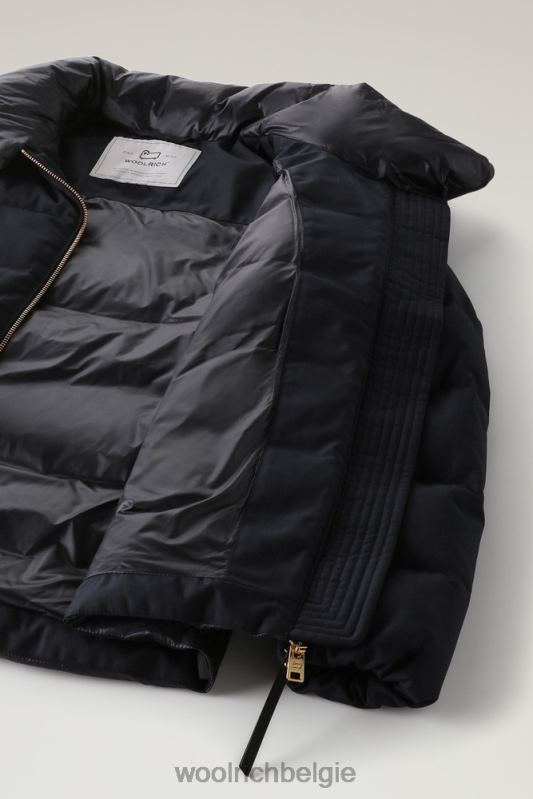 luxe gezwollen jasje Woolrich vrouwen 8TTN0343 Melton blauw kleding