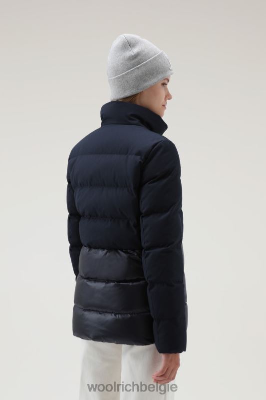 luxe gezwollen jasje Woolrich vrouwen 8TTN0343 Melton blauw kleding