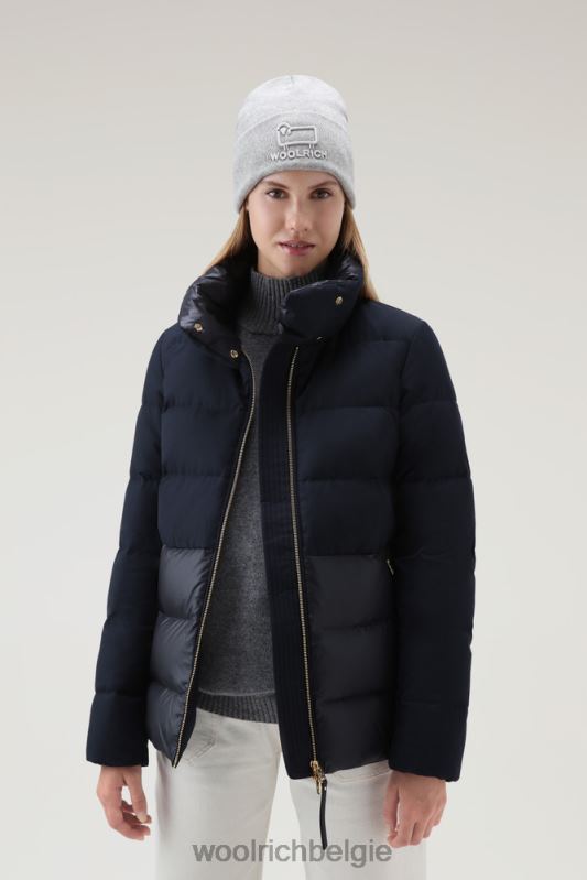 luxe gezwollen jasje Woolrich vrouwen 8TTN0343 Melton blauw kleding