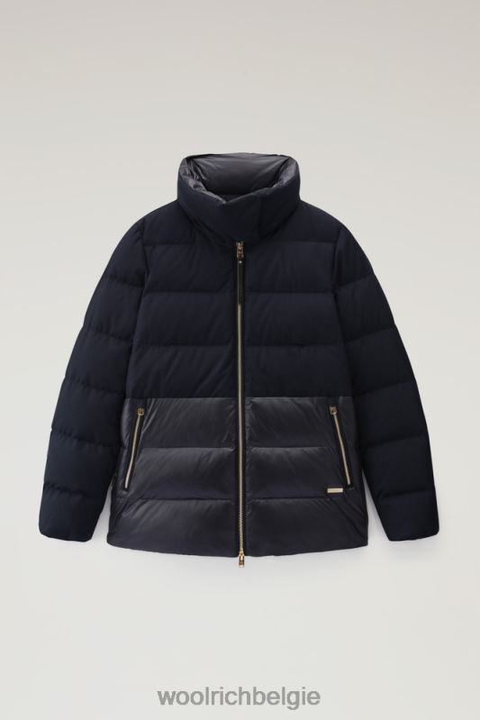 luxe gezwollen jasje Woolrich vrouwen 8TTN0343 Melton blauw kleding